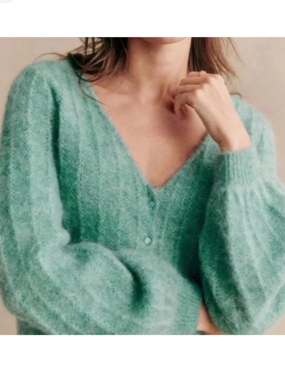 Sézane Antonetta Cardigan Island Blue Super Kid Mohair Wool Small - Picture 8 of 8